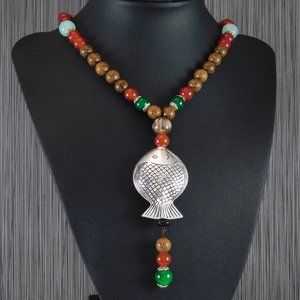 Long Mala Bead Necklace Boho Spiritual Jewelry